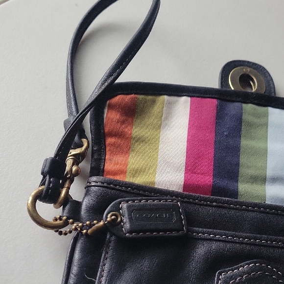 Black Leather Wristlet with Gold Accents - Picture 4 of 5